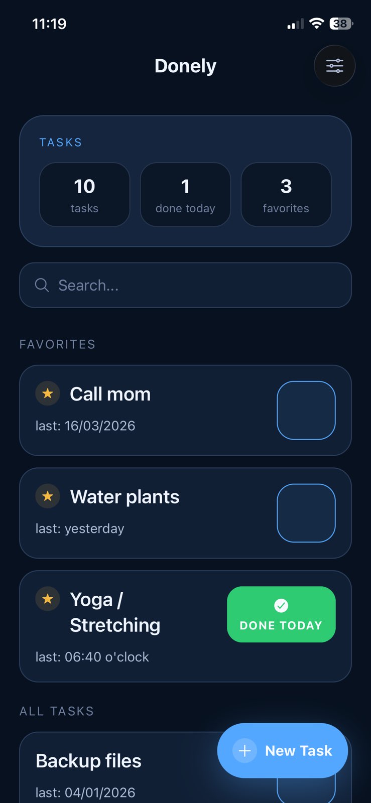 Donely task details screen